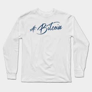 Hashtag Bitcoin Stylish Blue Lettering Long Sleeve T-Shirt